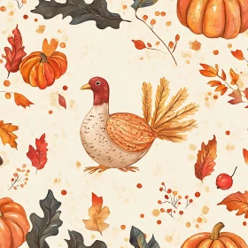 Autumn Harvest Turkey and Pumpkins Design