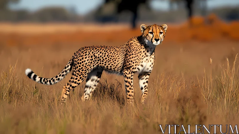 AI ART Cheetah in Wild Grassland