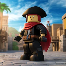 Lego Pirate in a Sunny Cityscape