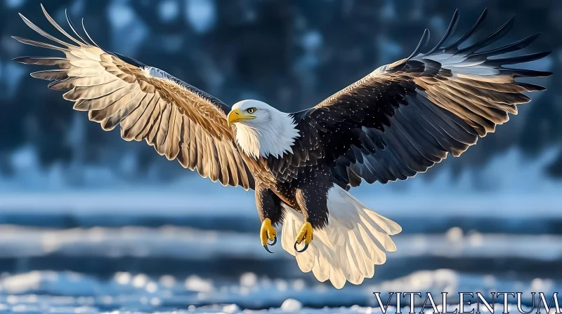 Bald Eagle Soaring in Winter AI Image