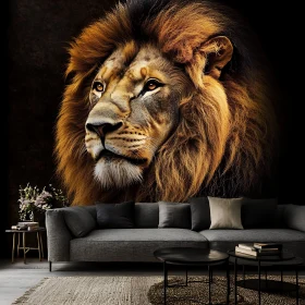 Majestic Lion in Modern Interior