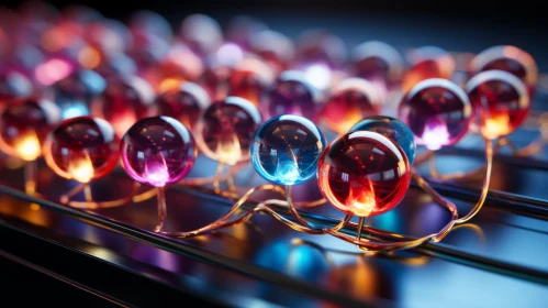 Colorful Glass Balls Floating on a Black Tray - Abstract Art