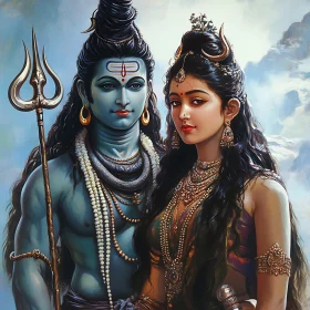 Divine Hindu Deities Shiva and Parvati