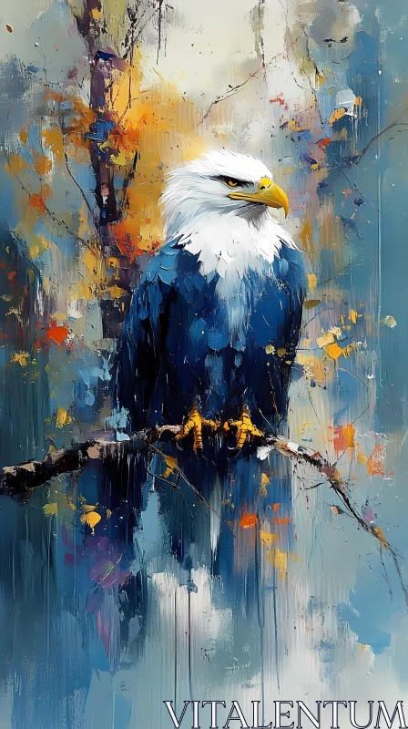 Eagle Perched in Abstract Colors AI Image