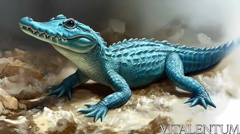 Blue Reptile Art AI Image