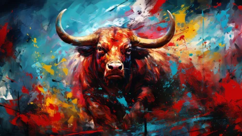Expressive Bull Painting: Saturated Color Blend