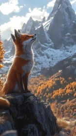 Fox amidst Autumn Mountains