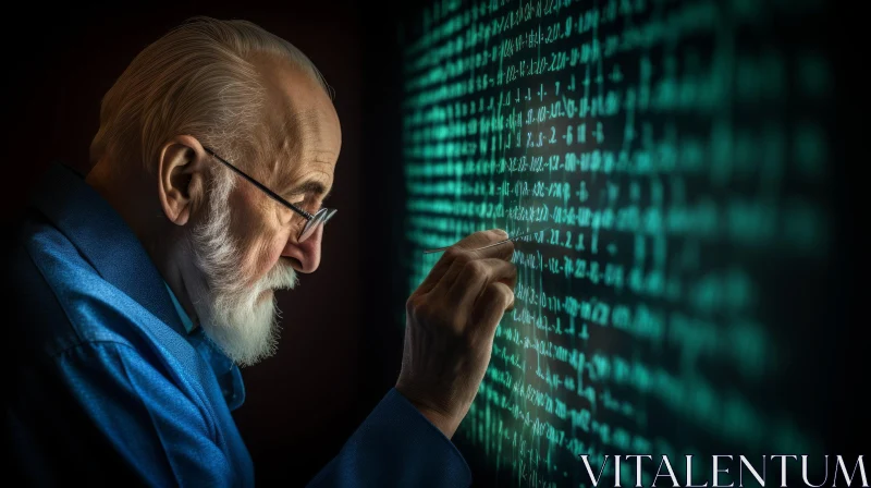 Intriguing Macro Photo of an Elderly Man with a White Beard AI Image