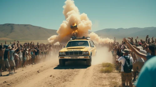 Powerful Explosion on Dusty Road: Captivating Image