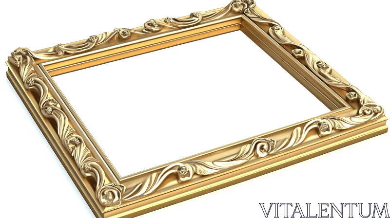 Golden Carved Picture Frame AI Image