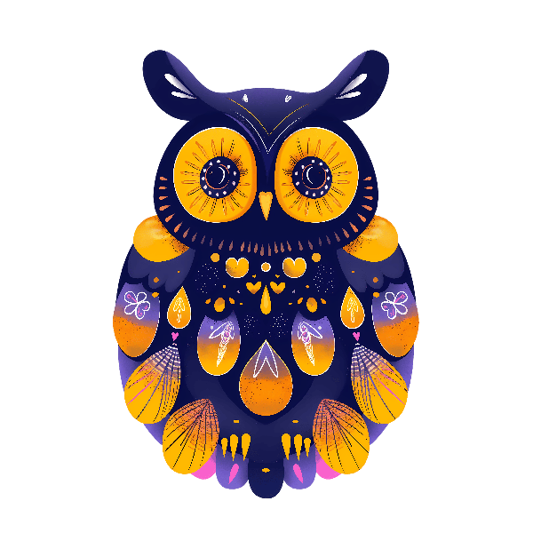 POD Design Vibrant Owl Art for T-Shirts