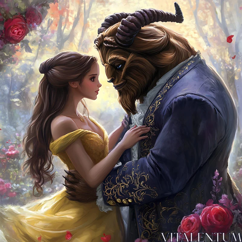 AI ART Beauty and the Beast: An Enchanting Encounter