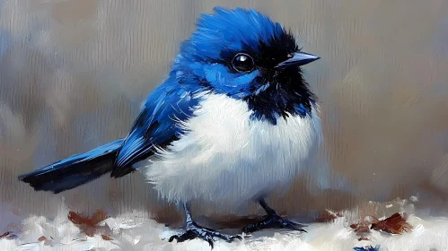 Blue and White Bird Art