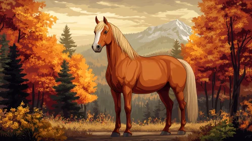 Horse Amidst Autumn Splendor