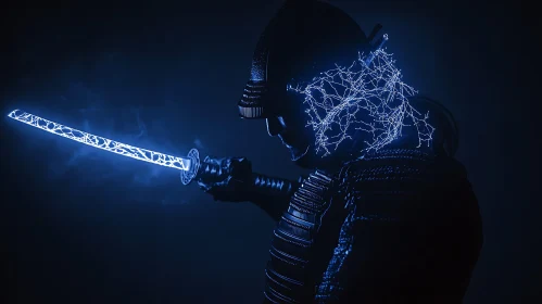 Cyberpunk Samurai with Electric Katana