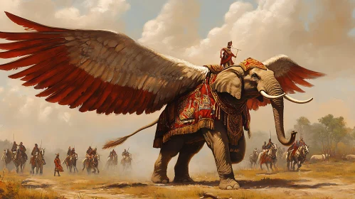 Majestic Winged Elephant Leading the Charge