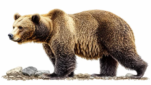 Detailed Bear Illustration with Fur Texture