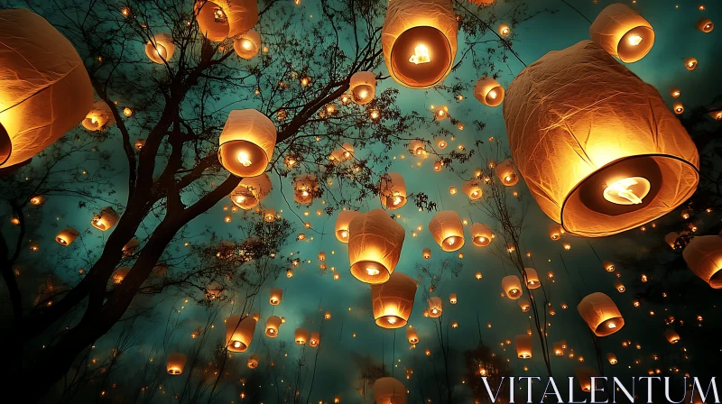 AI ART Sky Lanterns Celebration