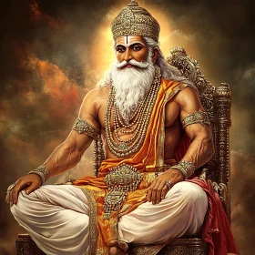 Ornate Throne Portrait of Bearded Man