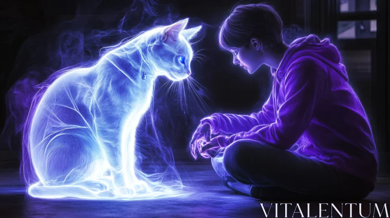 AI ART Ethereal Cat Encounter