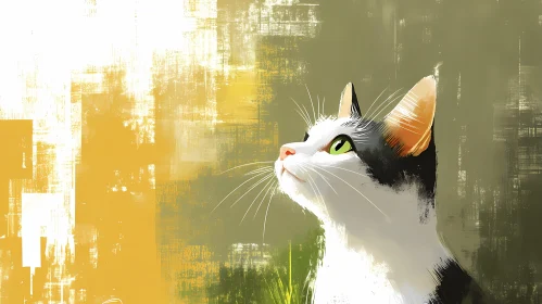 Artistic Cat Profile with Abstract Colors