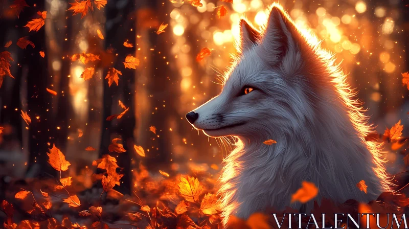 Enchanted Autumn Fox Scene AI Image