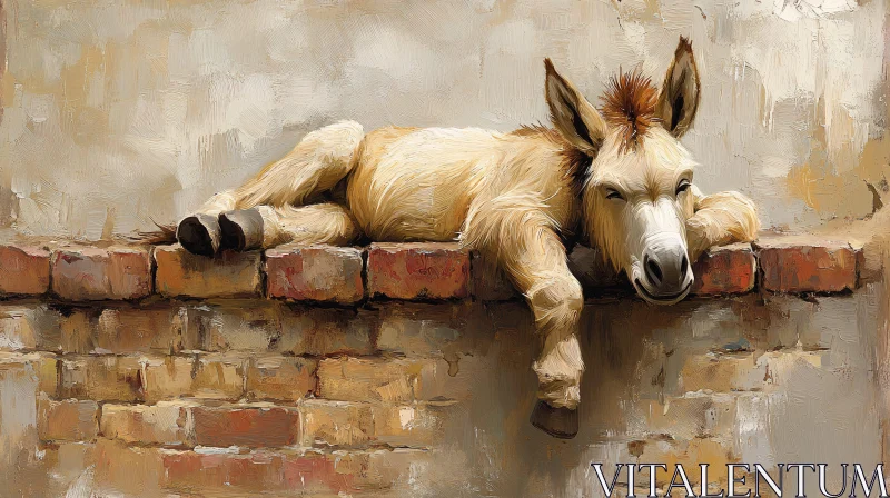 Donkey Painting on Bricks AI Image