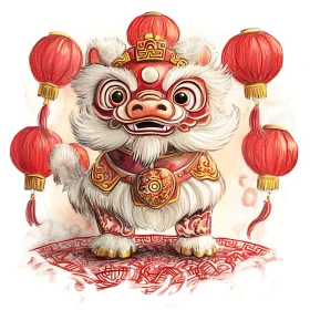 Festive Lion Dance Art