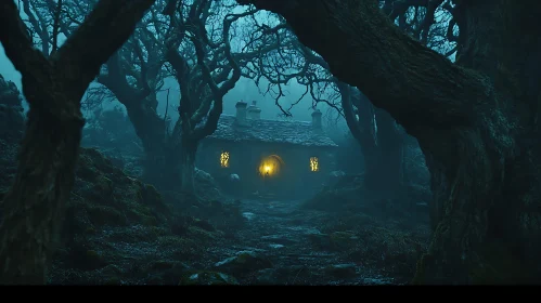 Fairytale House in a Dark Forest