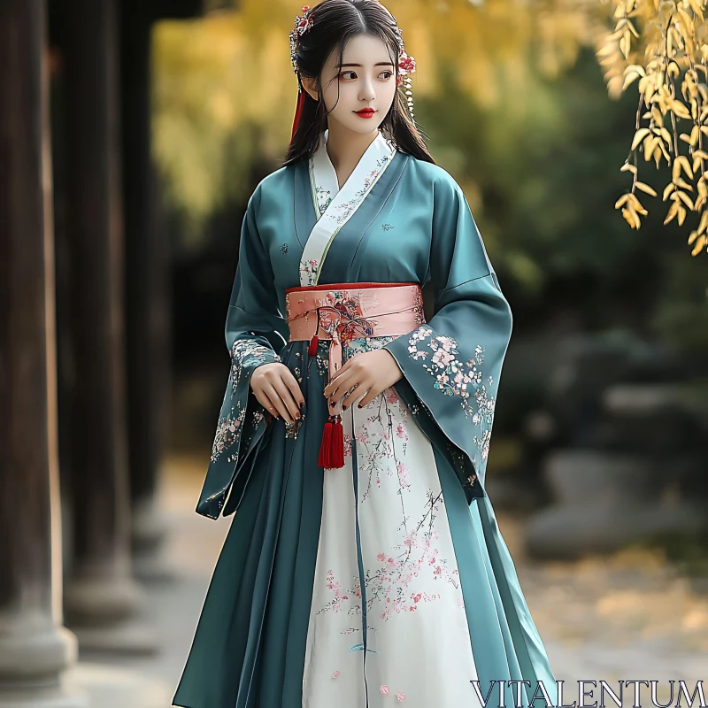 Elegant Hanfu Fashion Portrait AI Image