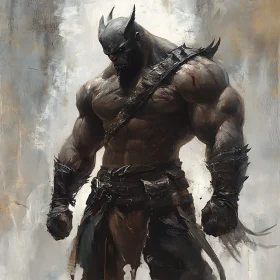 Muscular Warrior with Horns