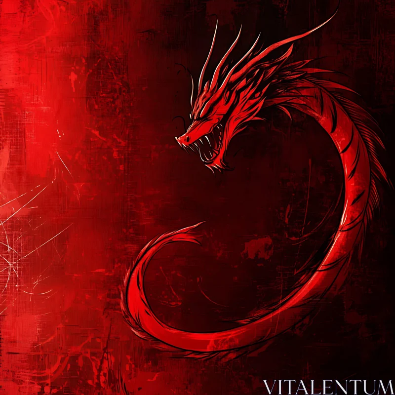 Crimson Dragon in Dark Ambiance AI Image