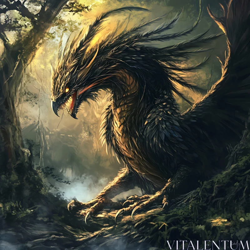 AI ART Dragon in the Woods Artwork