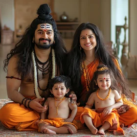 Serene Family in Traditional Indian Clothing
