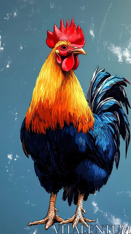 Vivid Rooster Illustration AI Image