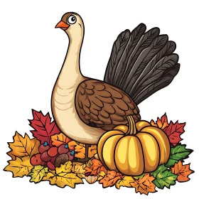 Cartoon Turkey Thanksgiving Feast