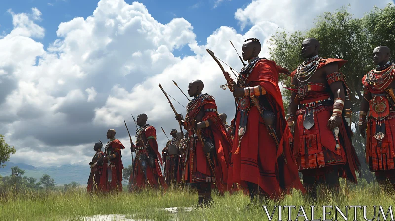 AI ART Red-Clad Warriors in a Field