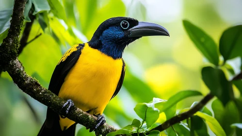 Tropical Bird Perched on Branch