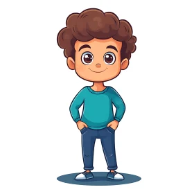 Smiling Young Boy Cartoon Character