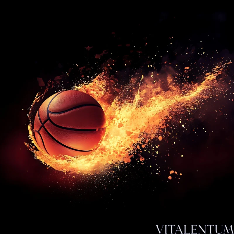 Basketball on Fire AI Image