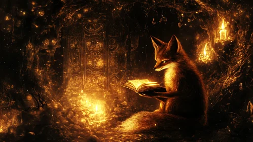 Enlightened Fox with Book