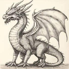 Detailed Dragon Drawing - Mythical Creature