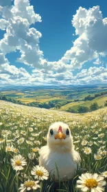 Countryside Chick among Daisies