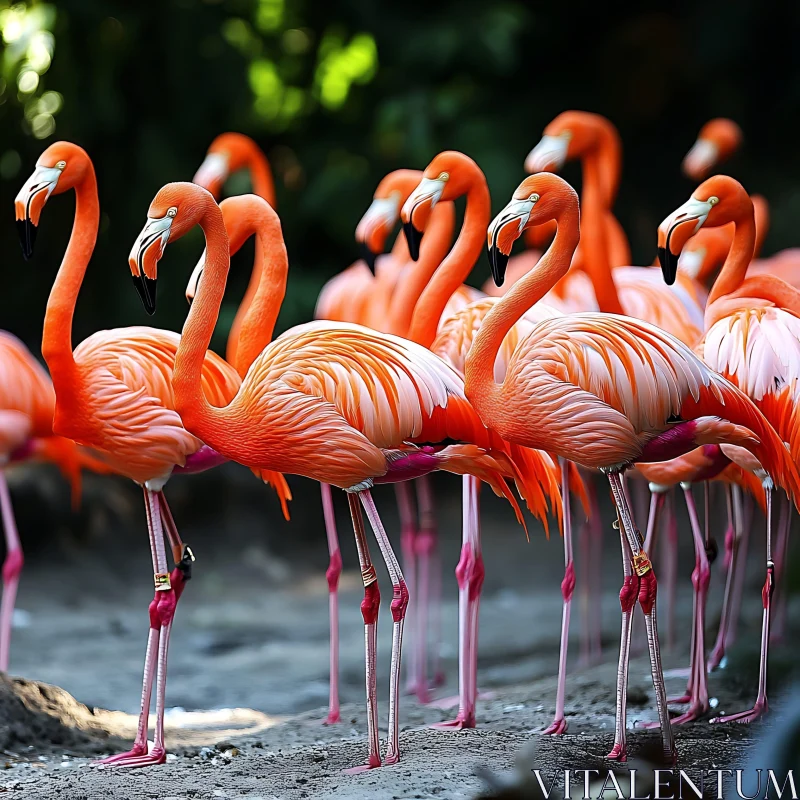 Flock of Flamingos: A Symphony of Pink AI Image