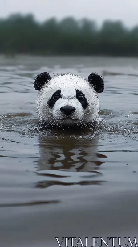 AI ART Sweet Panda Swimming