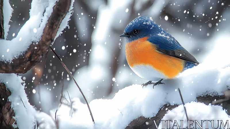 Winter Bird in Snow AI Image