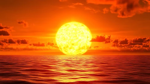 Ocean Sunset with Radiant Sun