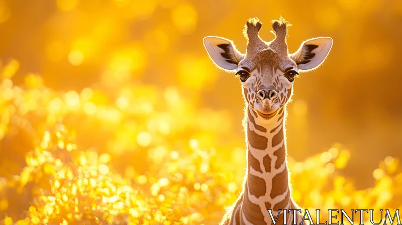 Radiant Giraffe at Sunset AI Image