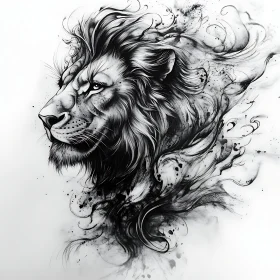 Monochrome Lion Illustration