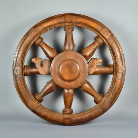 Hand Carved Wooden Wheel Art